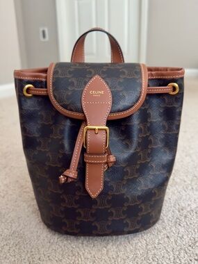 Celine Folco Backpack Triomphe Coated Canvas Mini